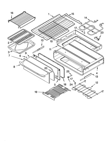Bake drawer & broiler parts, optional parts