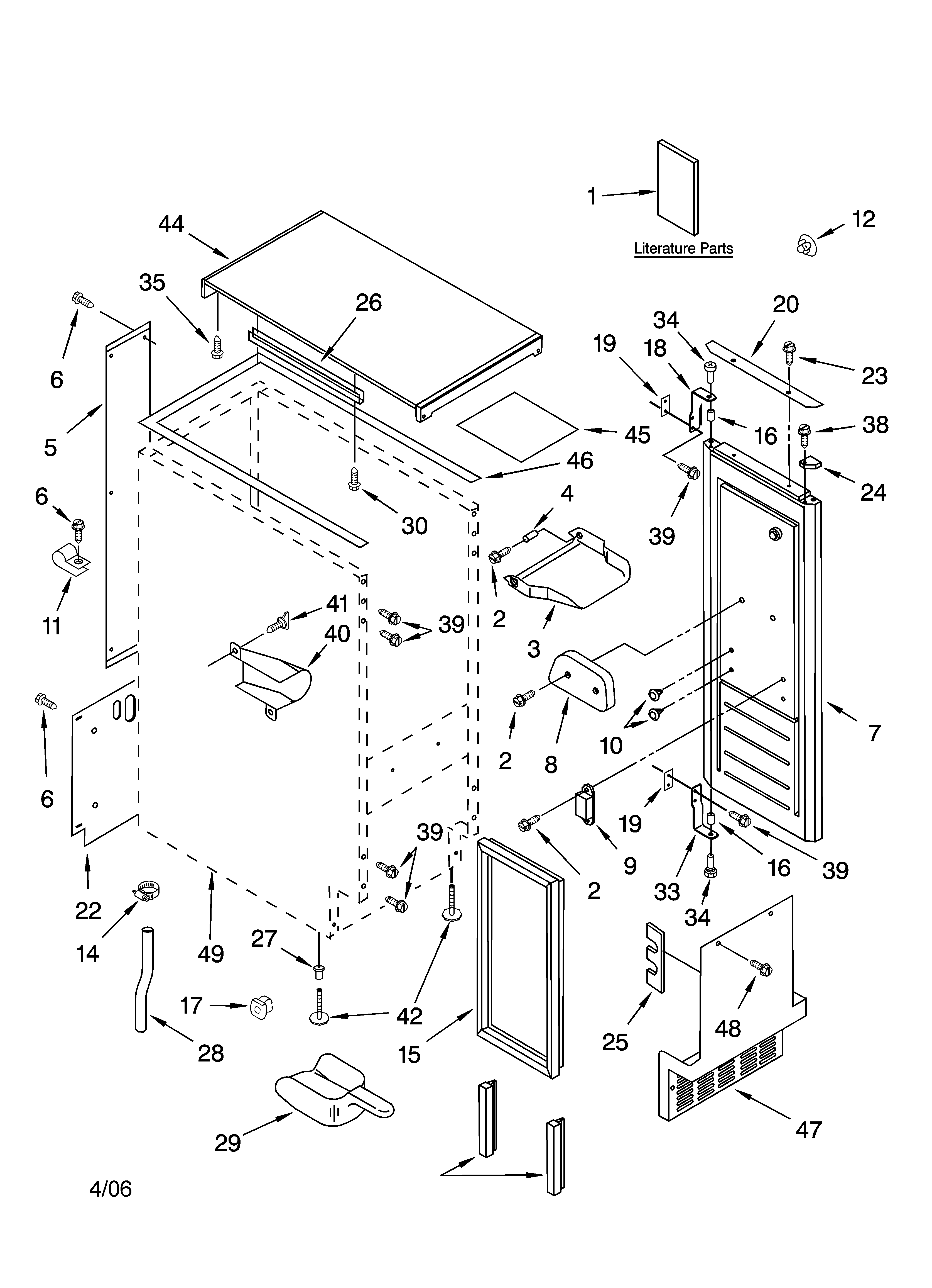 Cabinet liner and door parts