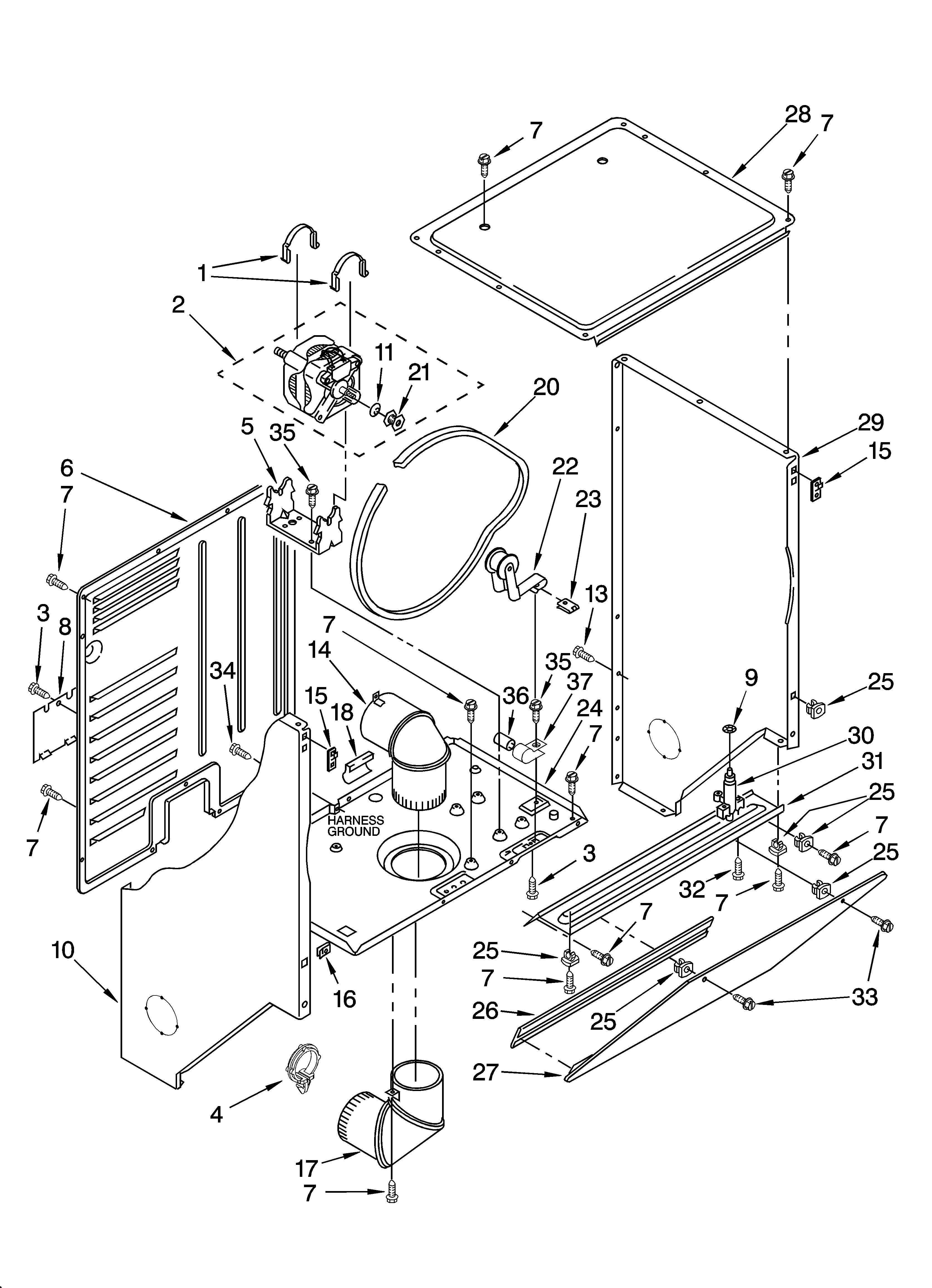 Dryer cabinet and motor parts