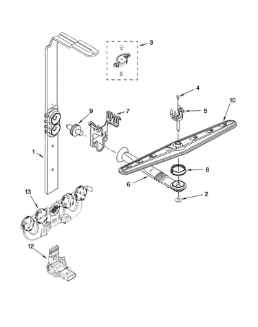 Upper wash and rinse parts