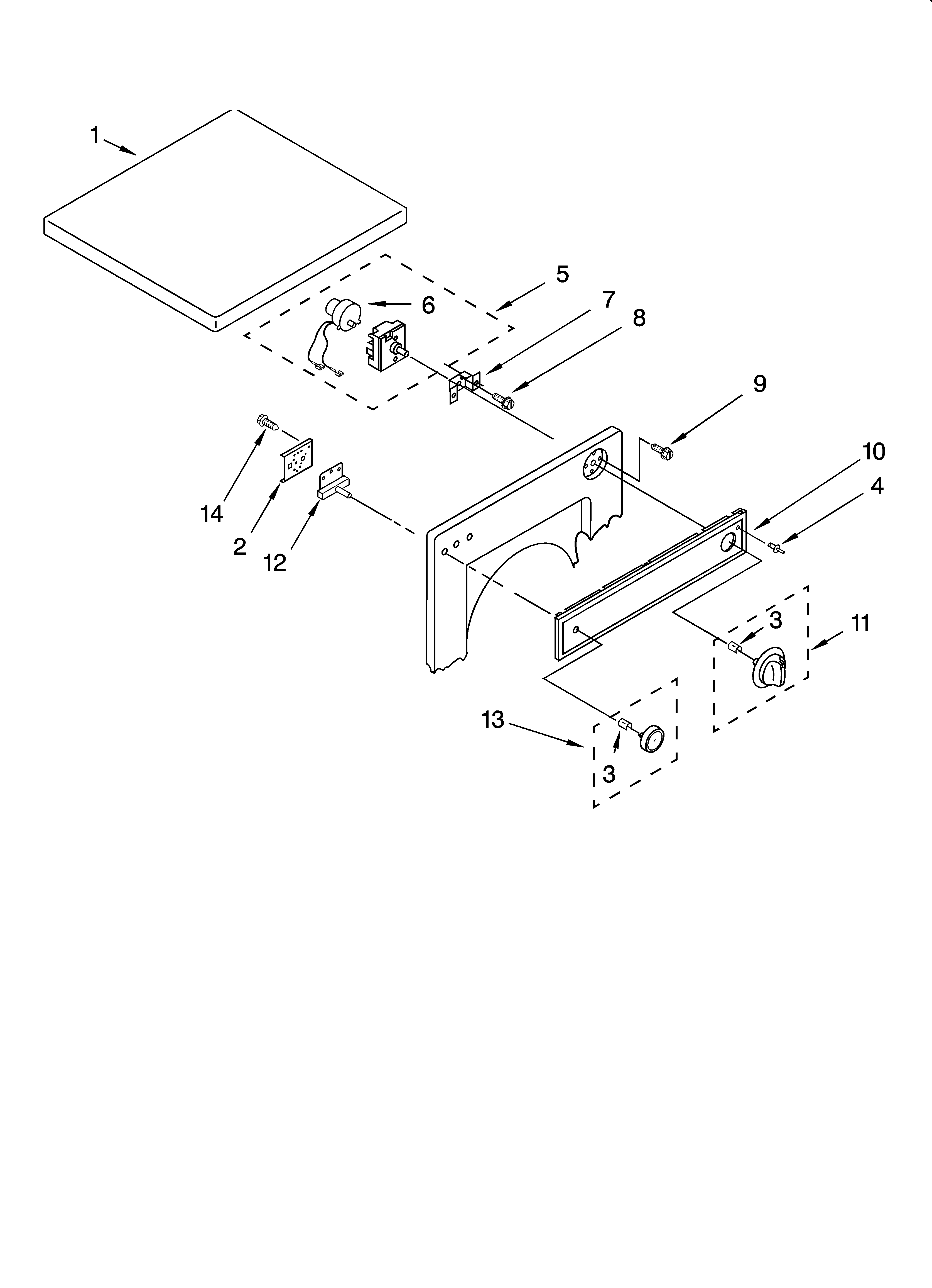 Top and console parts, optional parts (not included)