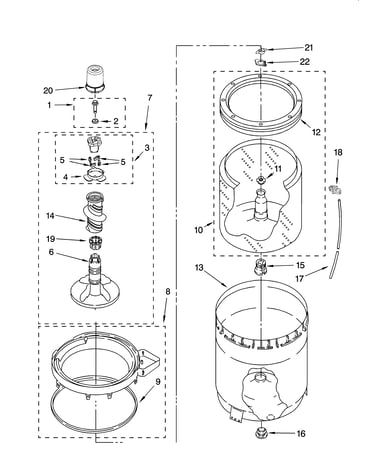 Agitator, basket and tub parts