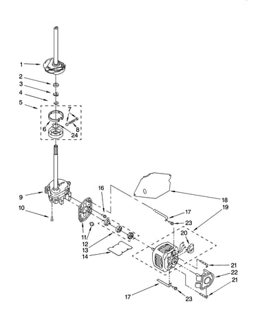 Brake, clutch, gearcase, motor and pump parts
