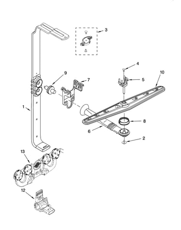 Upper wash and rinse parts