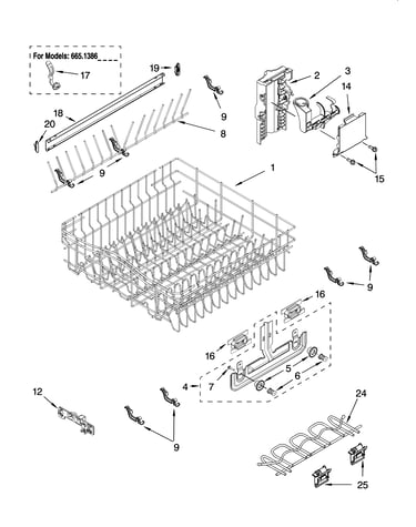 Upper rack and track parts