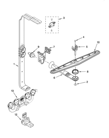 Upper wash and rinse parts