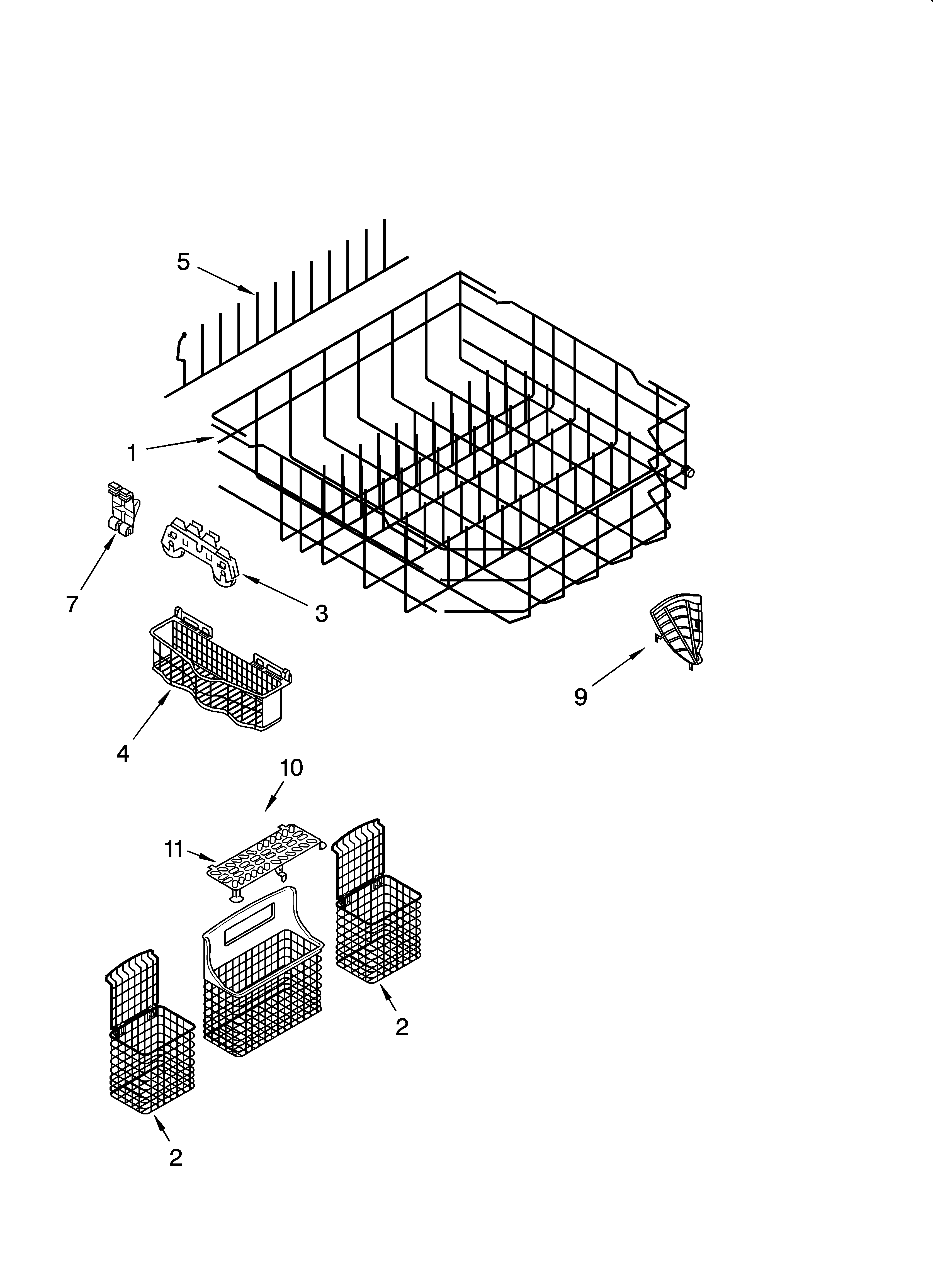 LOWER RACK PARTS, OPTIONAL PARTS (NOT INCLUDED)