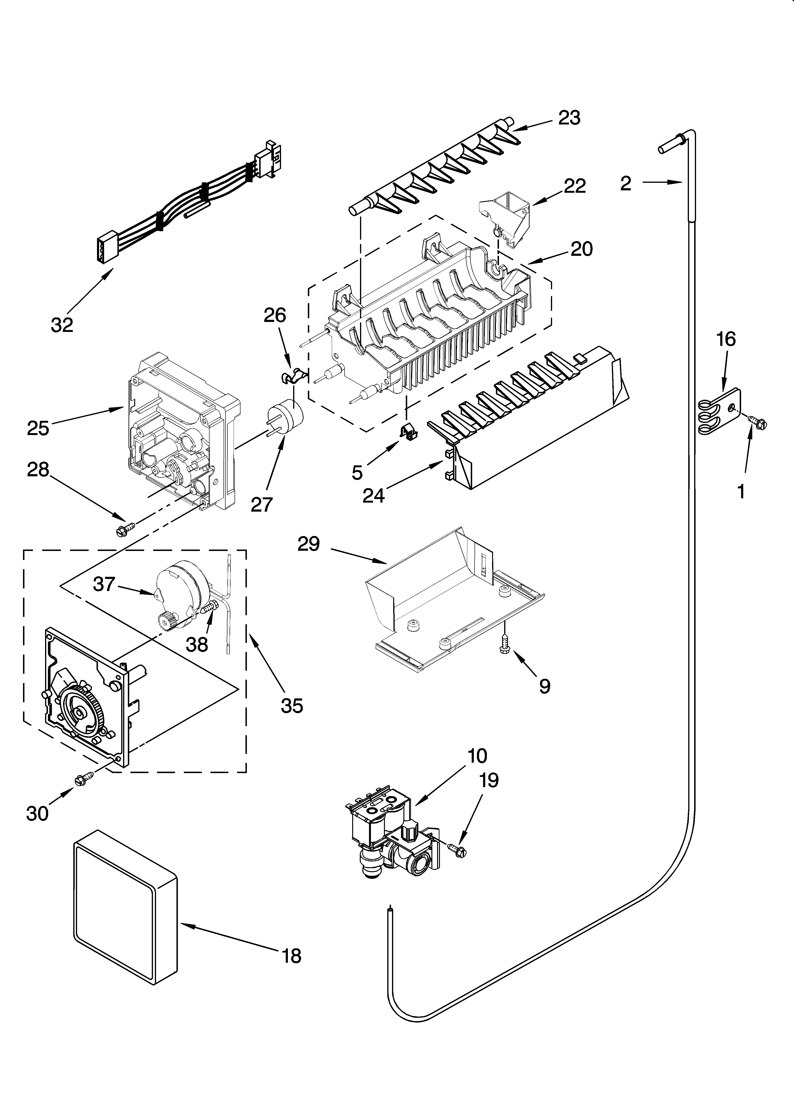 Icemaker parts, optional parts (not included)
