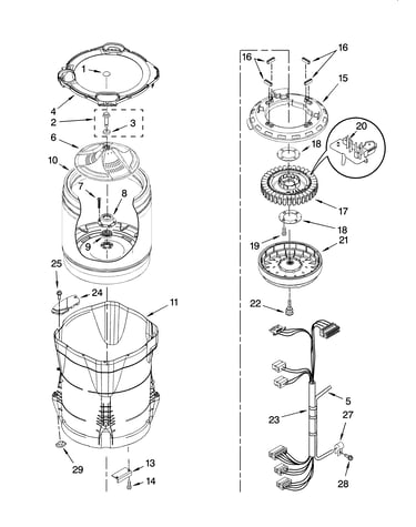 Motor, basket and tub parts