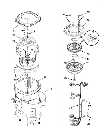 Motor, basket and tub parts
