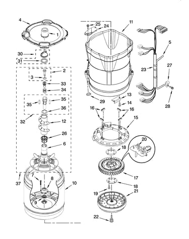 Motor, basket and tub parts
