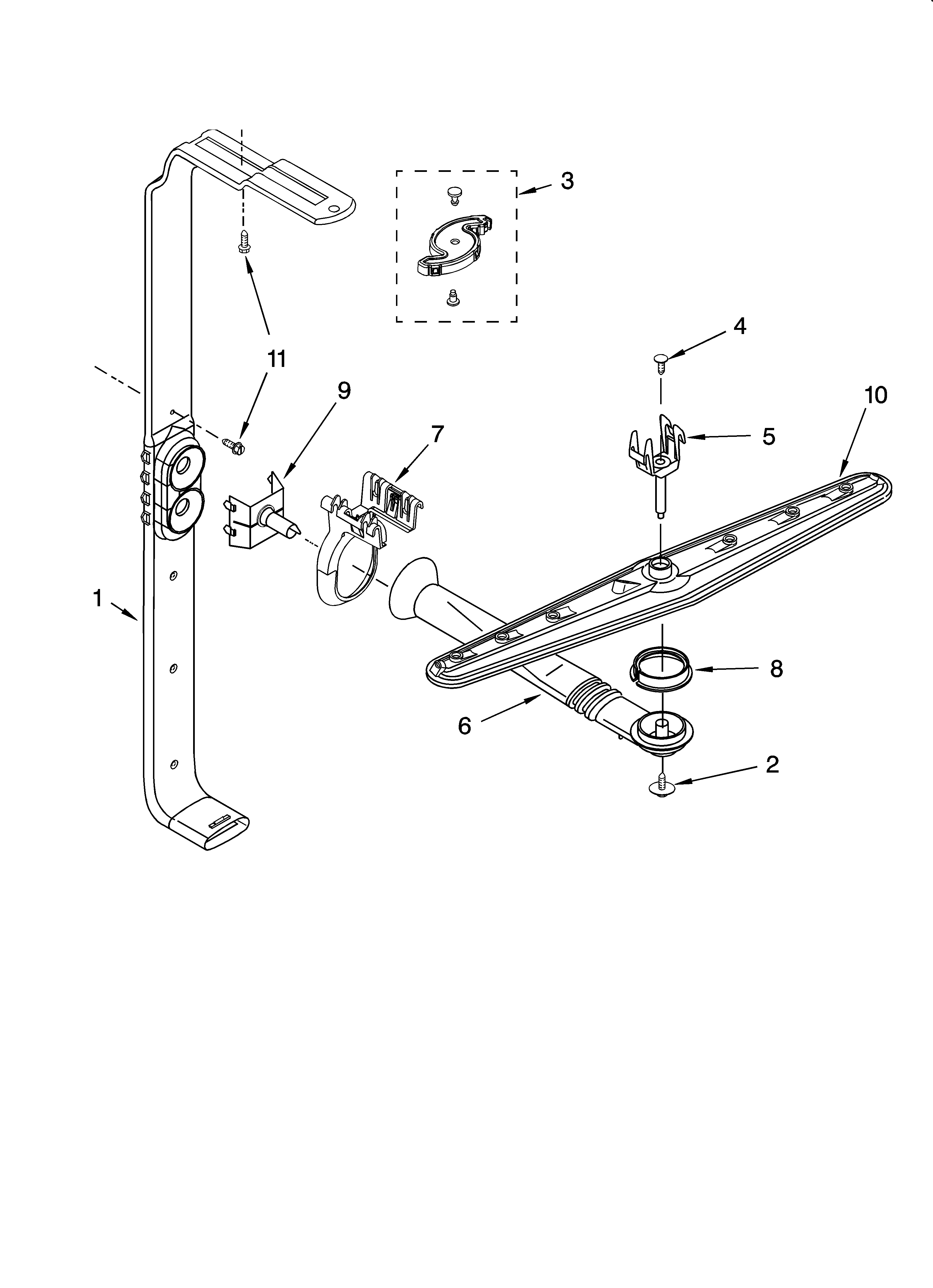 Upper wash and rinse parts