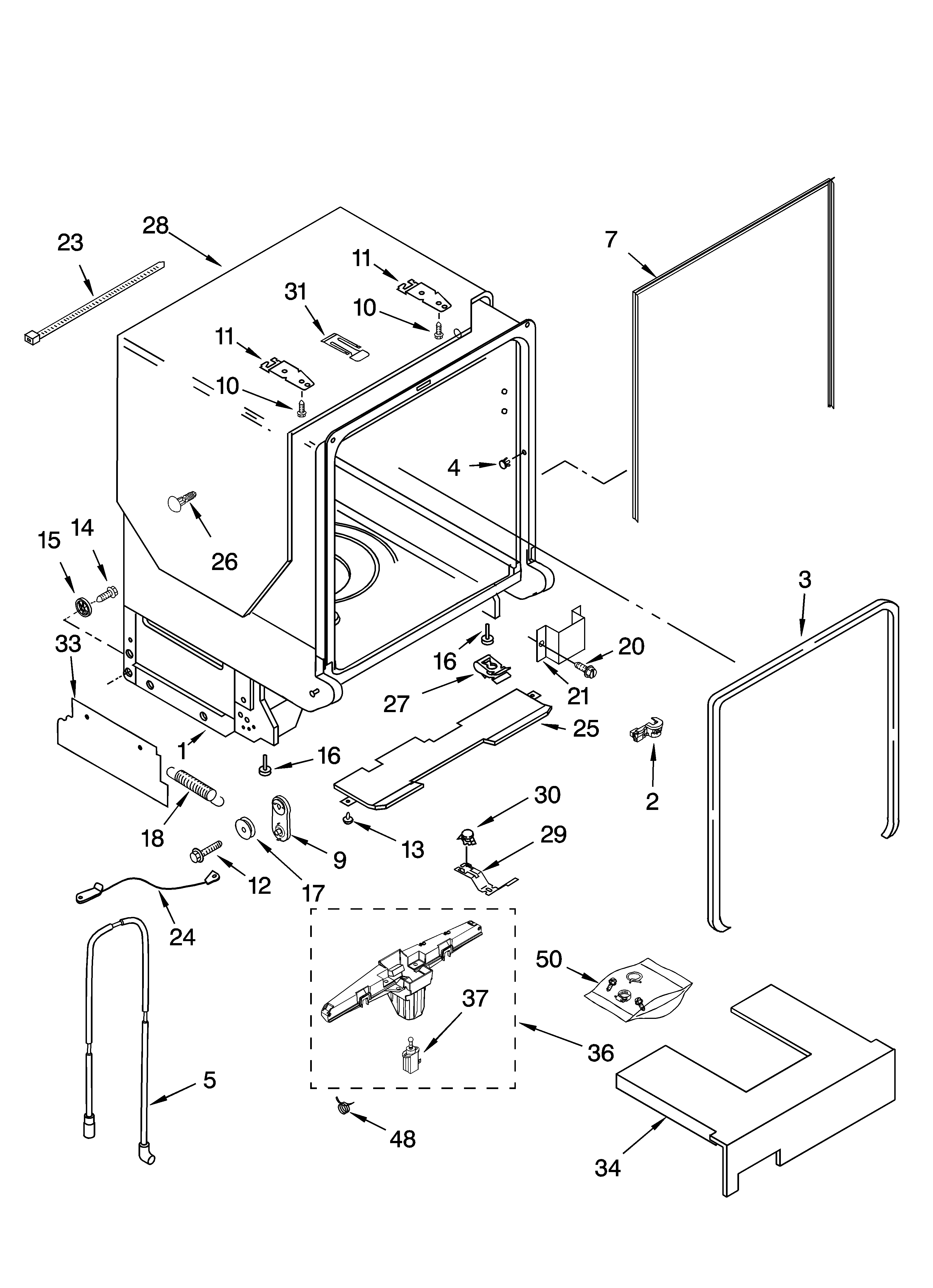 Tub and frame parts