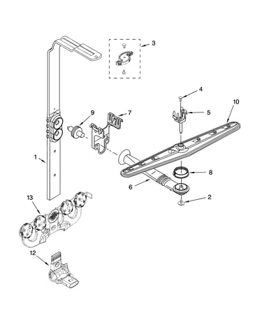 Upper wash and rinse parts