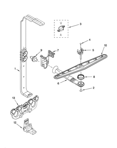 Upper wash and rinse parts