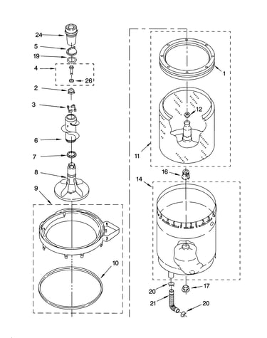 Agitator, basket and tub parts