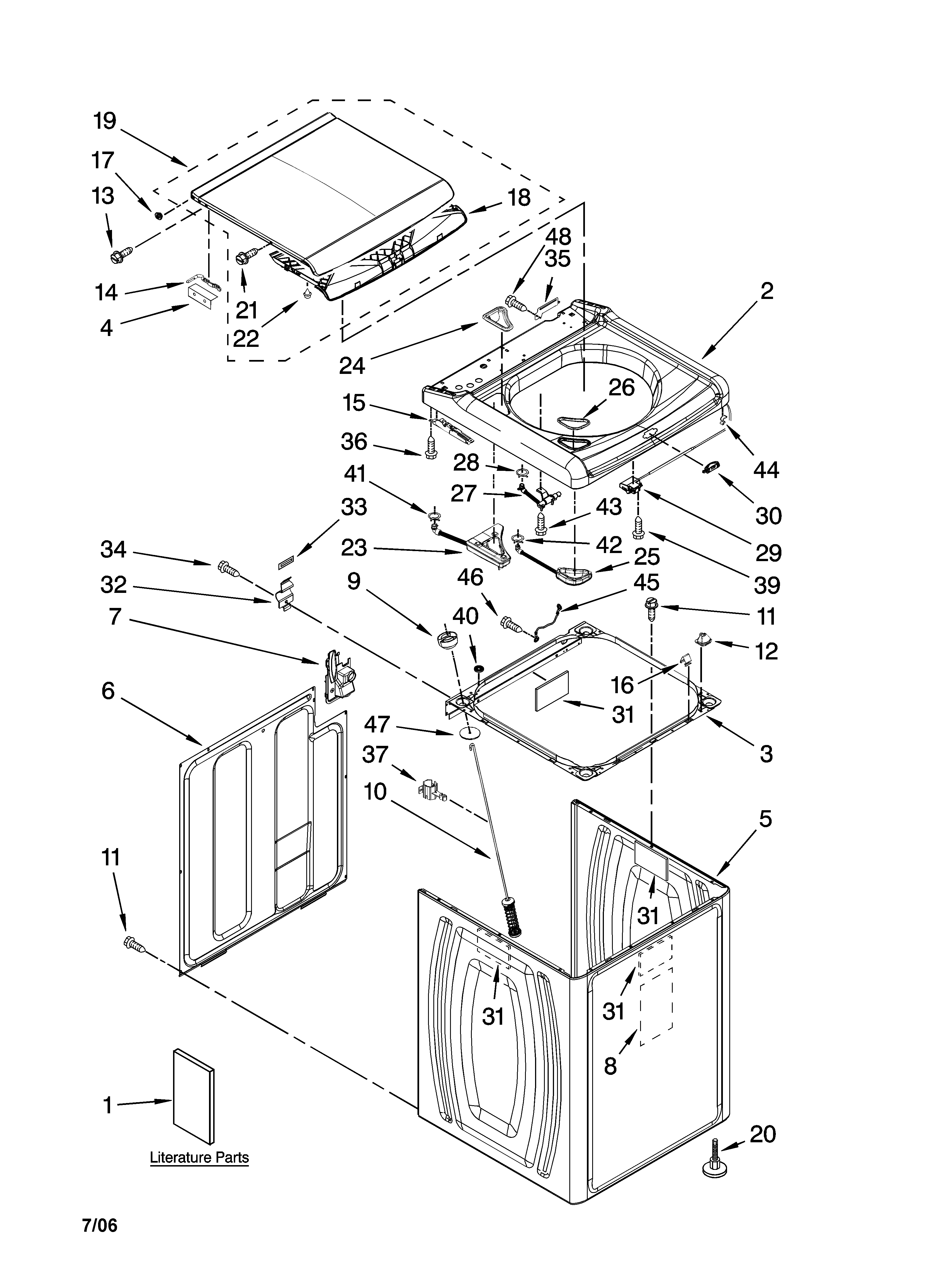 Top and cabinet parts