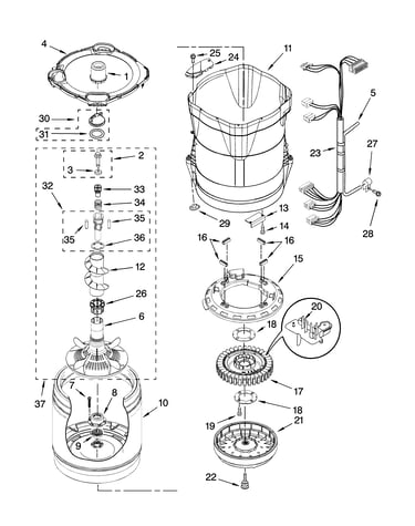 Motor, basket and tub parts