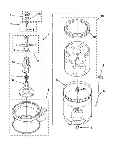 Agitator, basket and tub parts