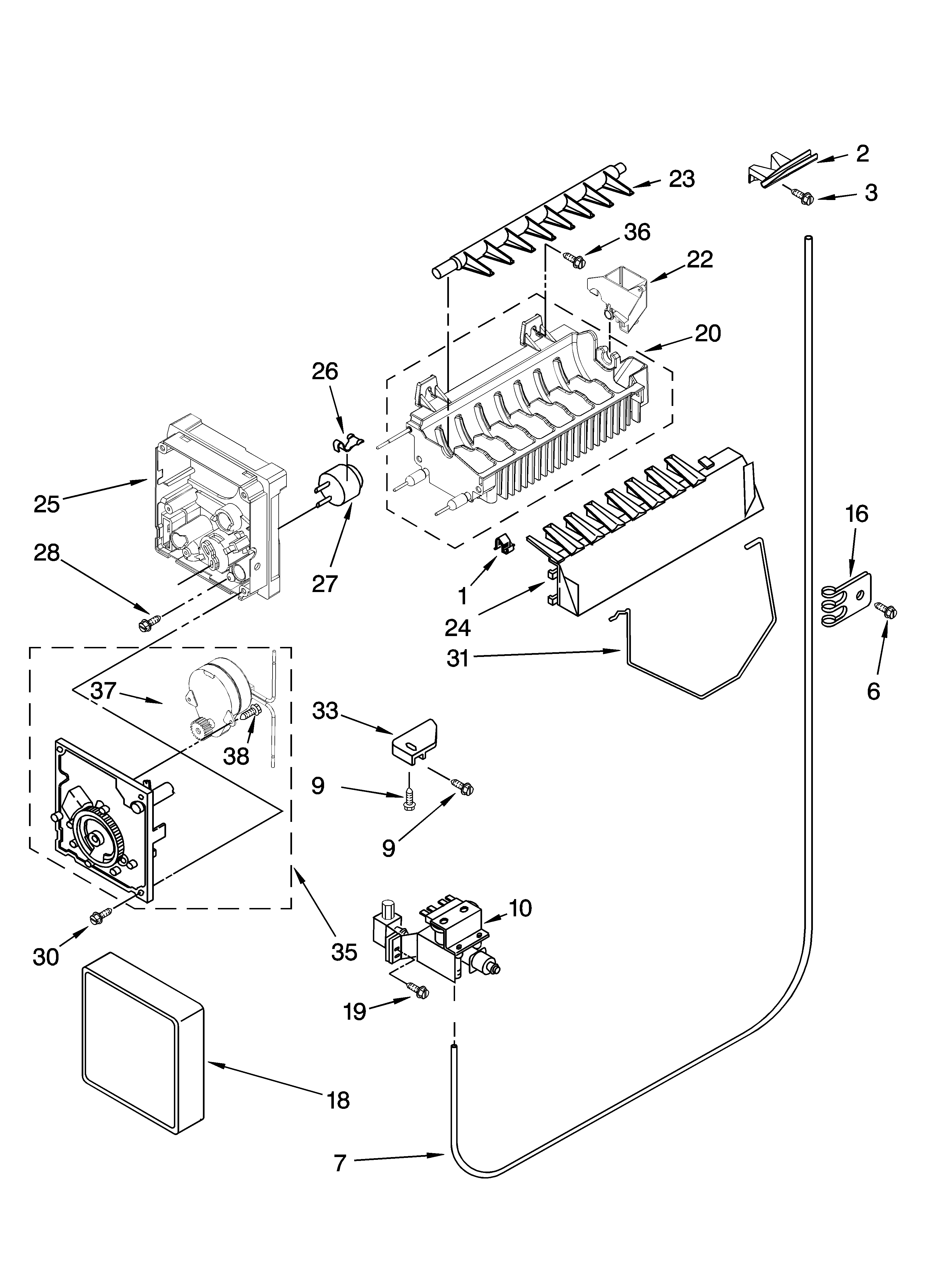Icemaker parts, optional parts (not included)