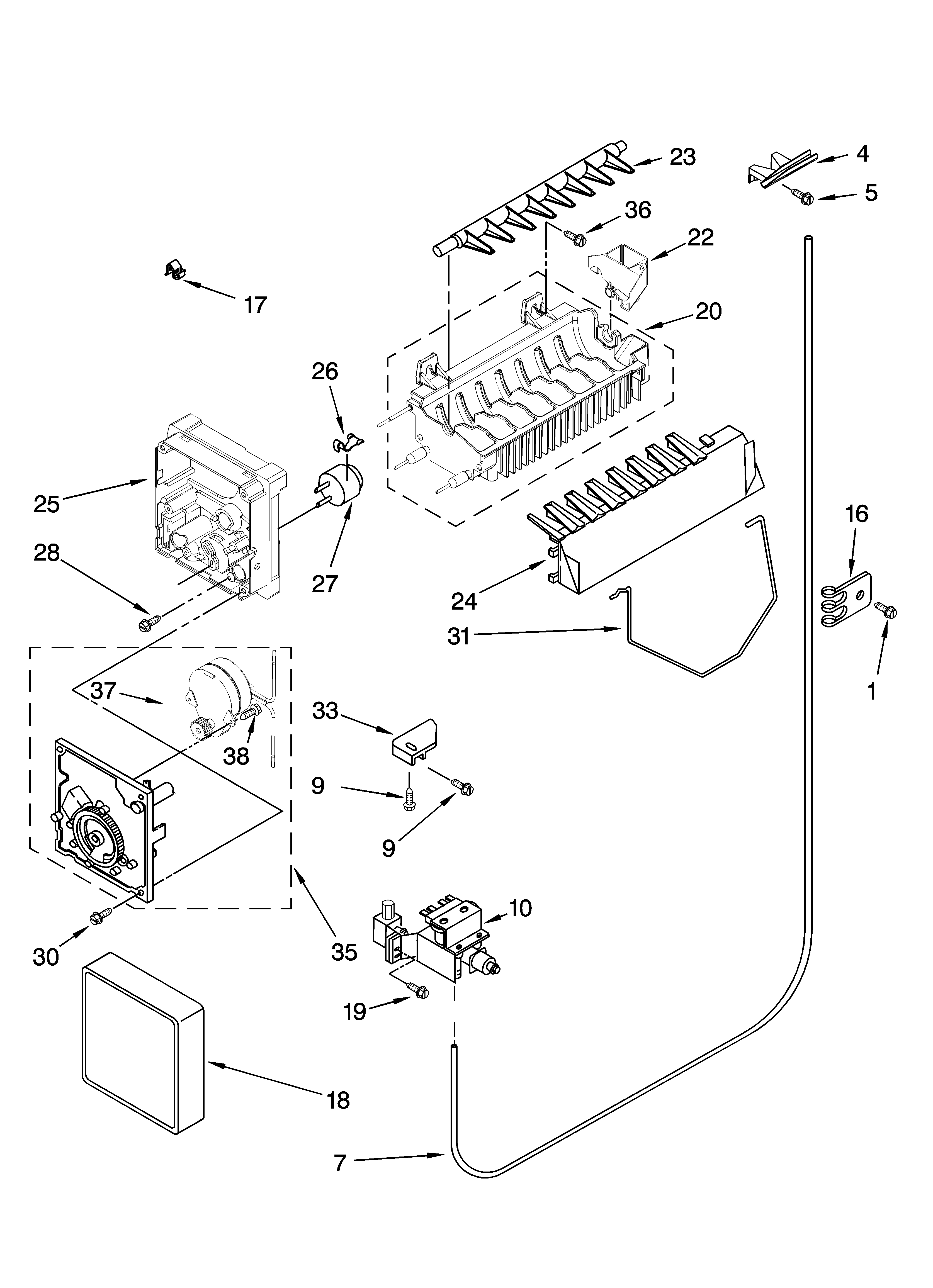 Icemaker parts, optional parts (not included)