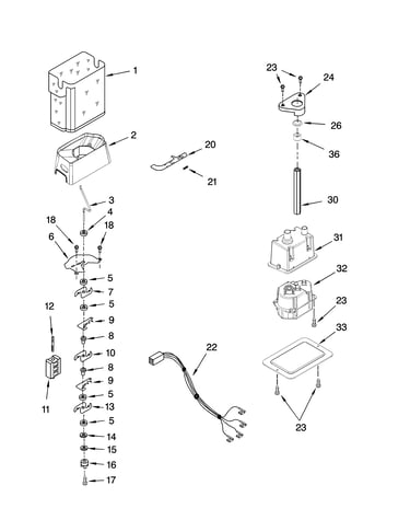 Motor and ice container parts