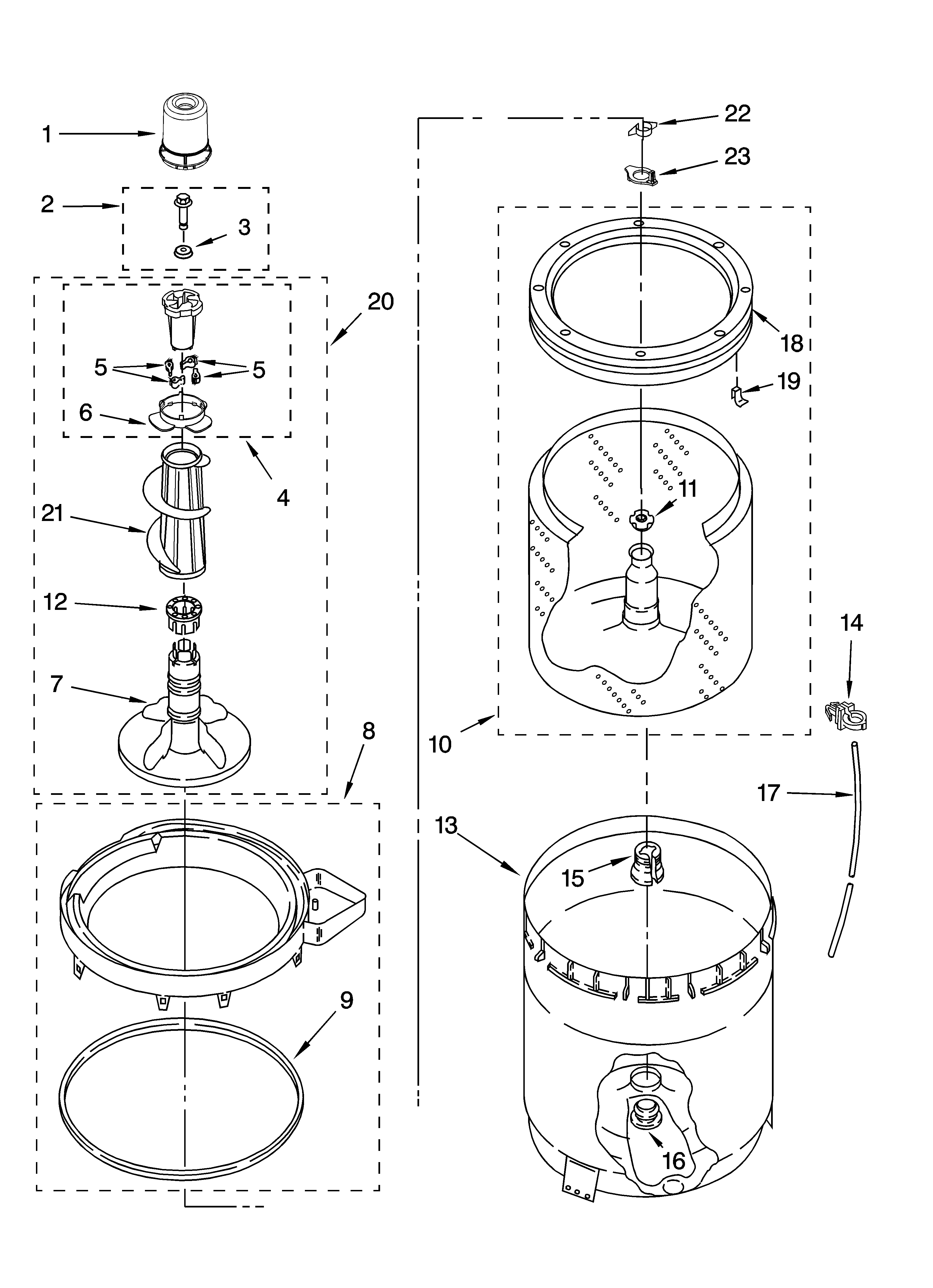 Agitator, basket and tub parts