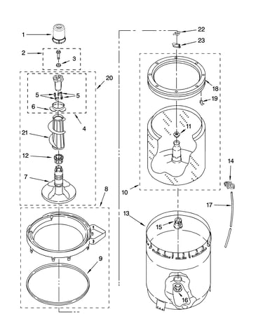 Agitator, basket and tub parts