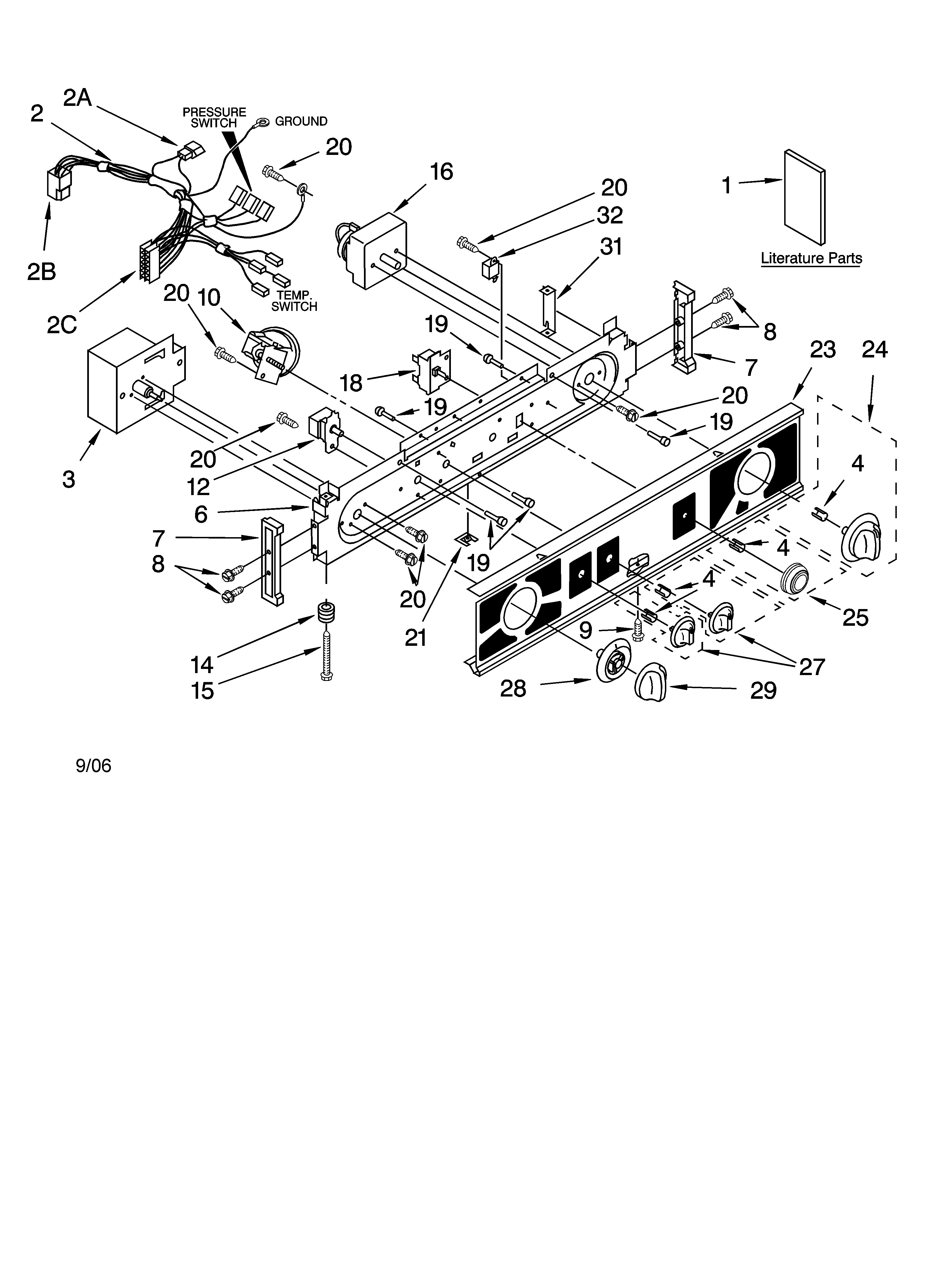 Washer/dryer control panel parts