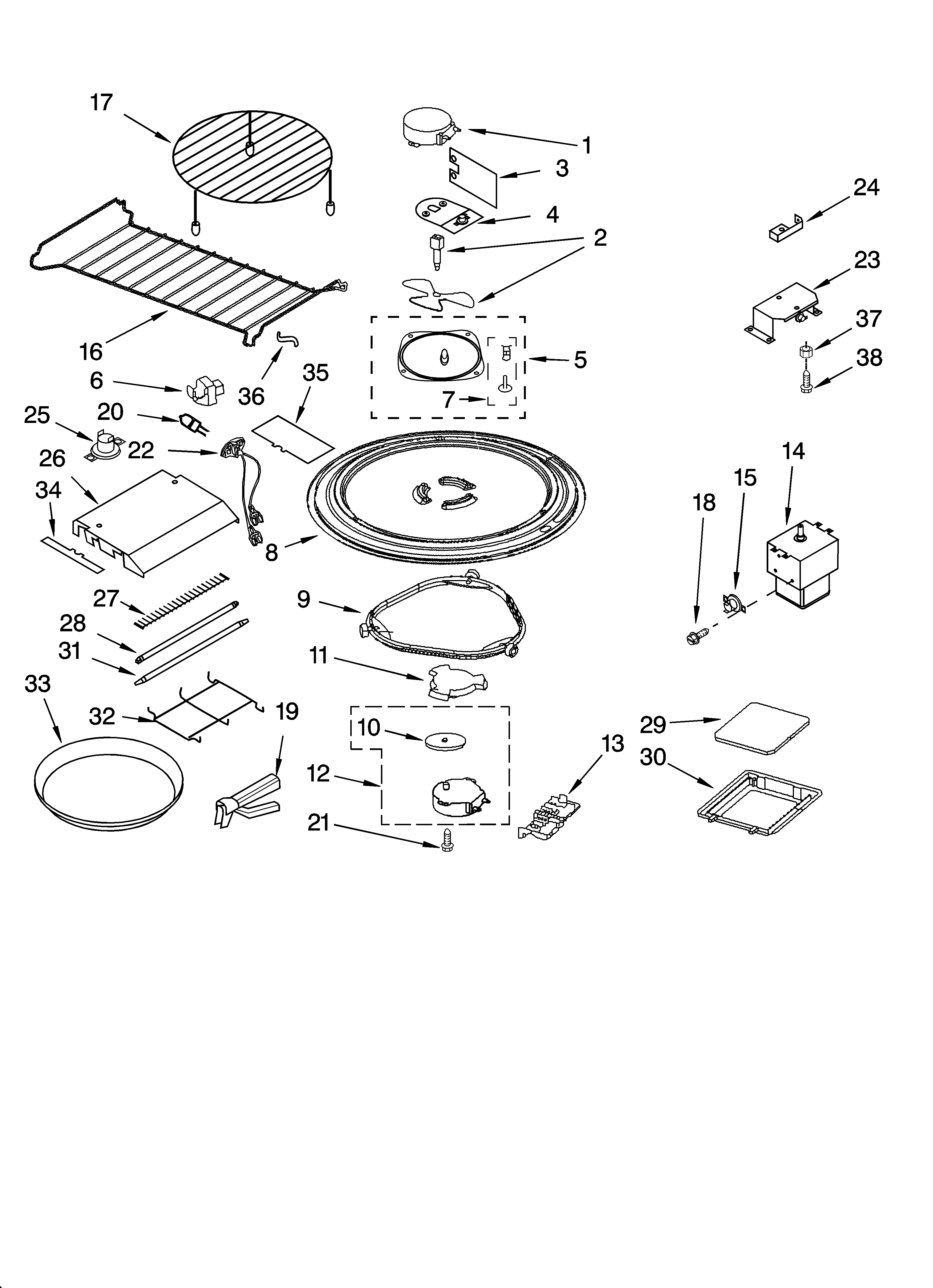 Magnetron and turntable parts