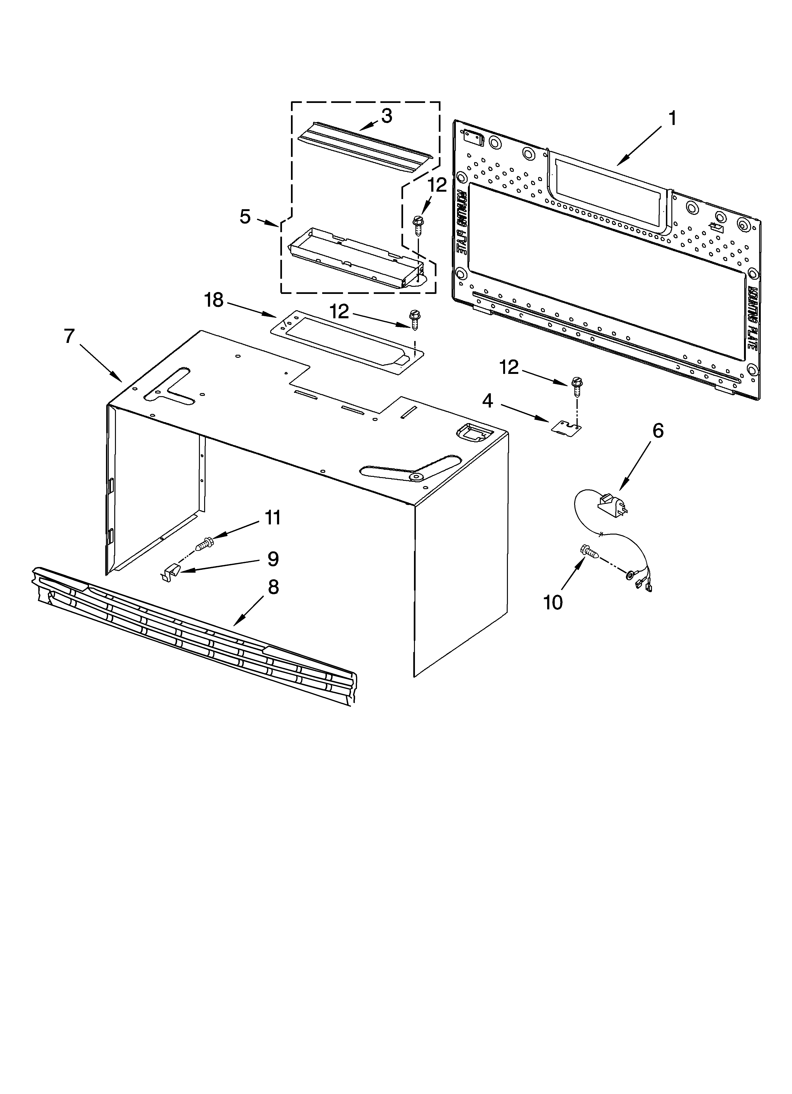 Cabinet and installation parts