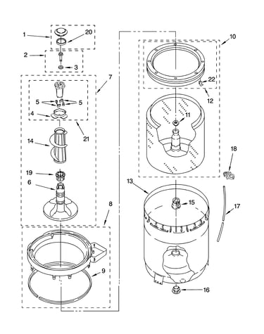 Agitator, basket and tub parts