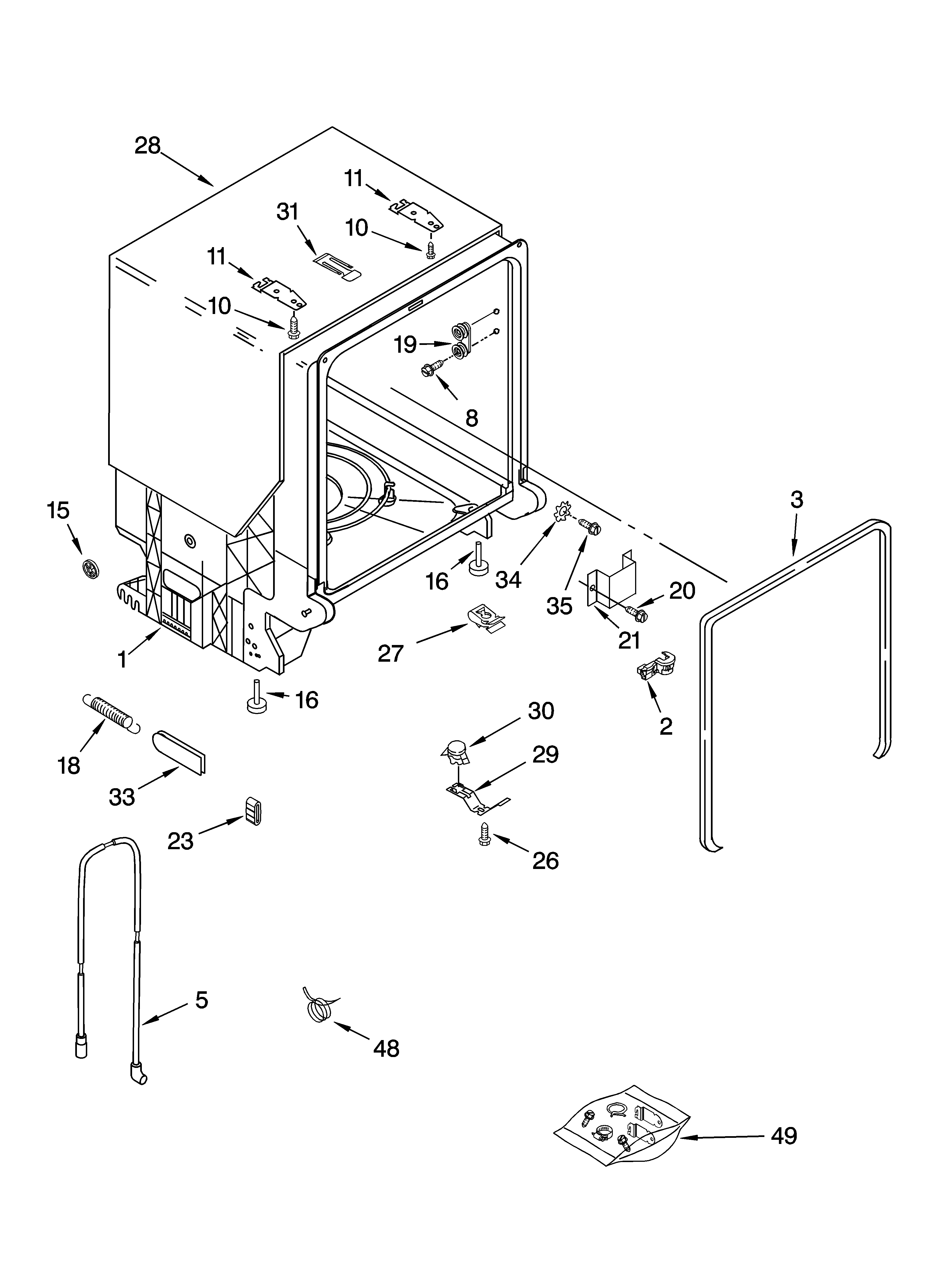 Tub and frame parts