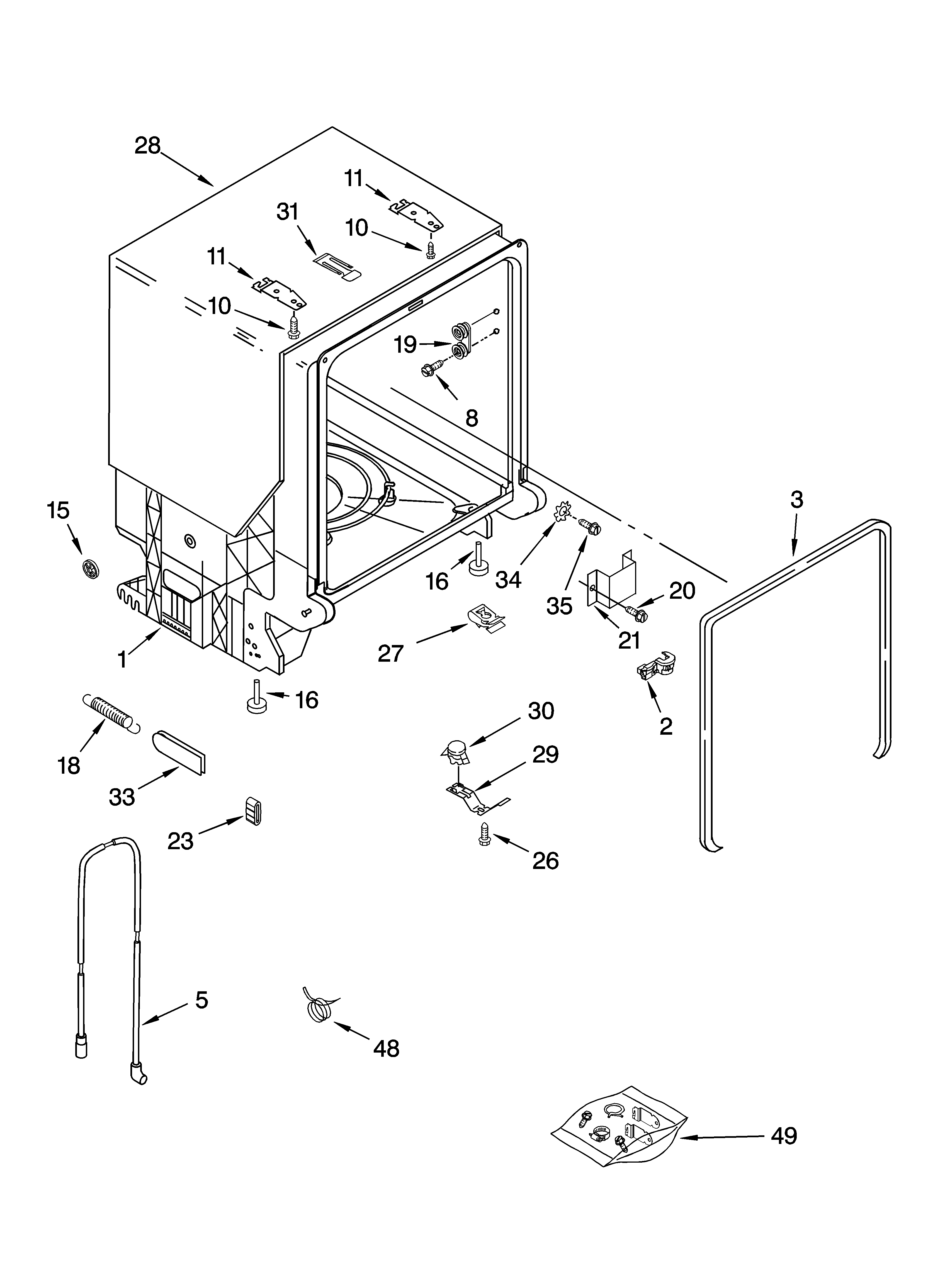 Tub and frame parts