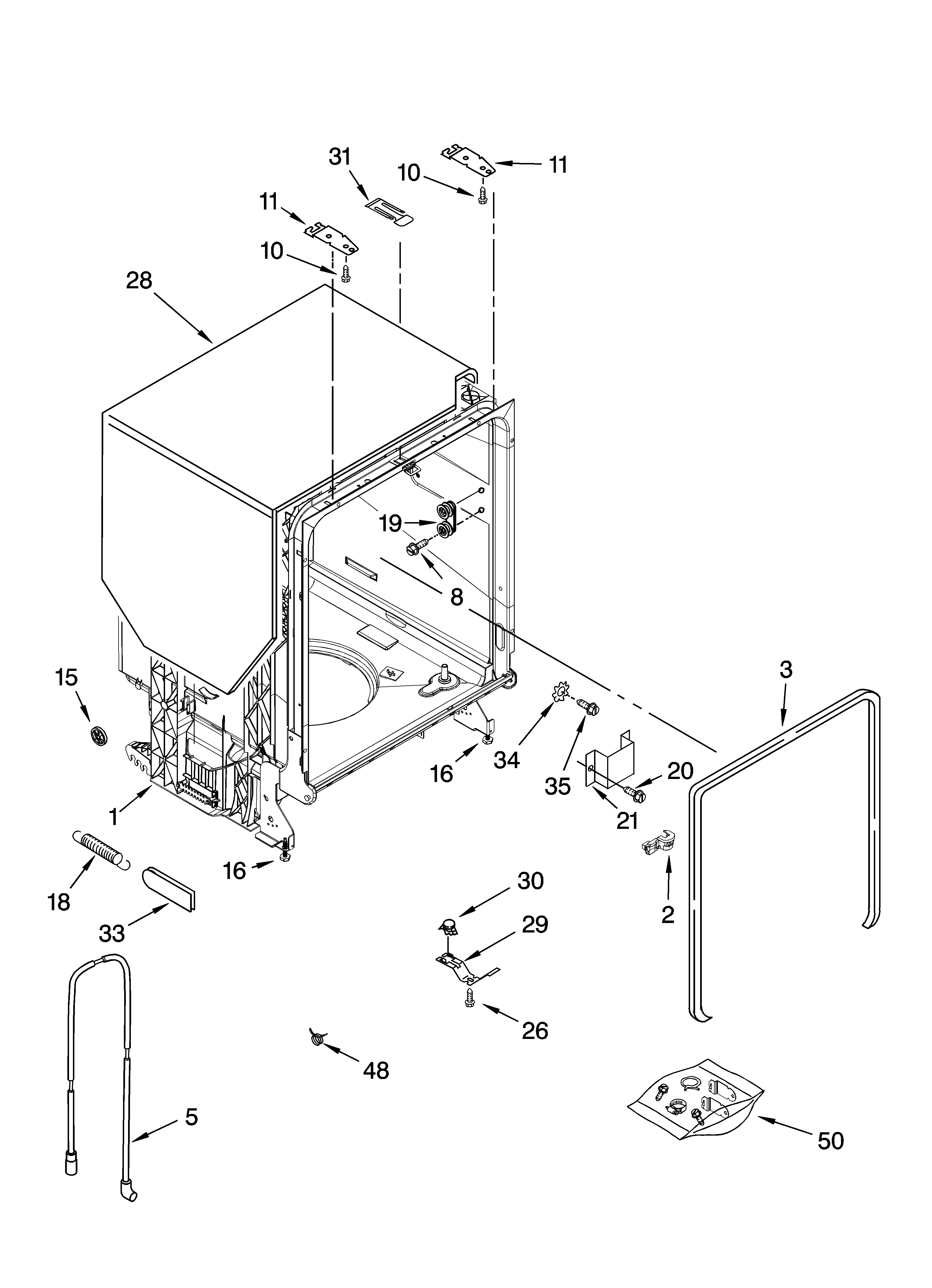 Tub and frame parts