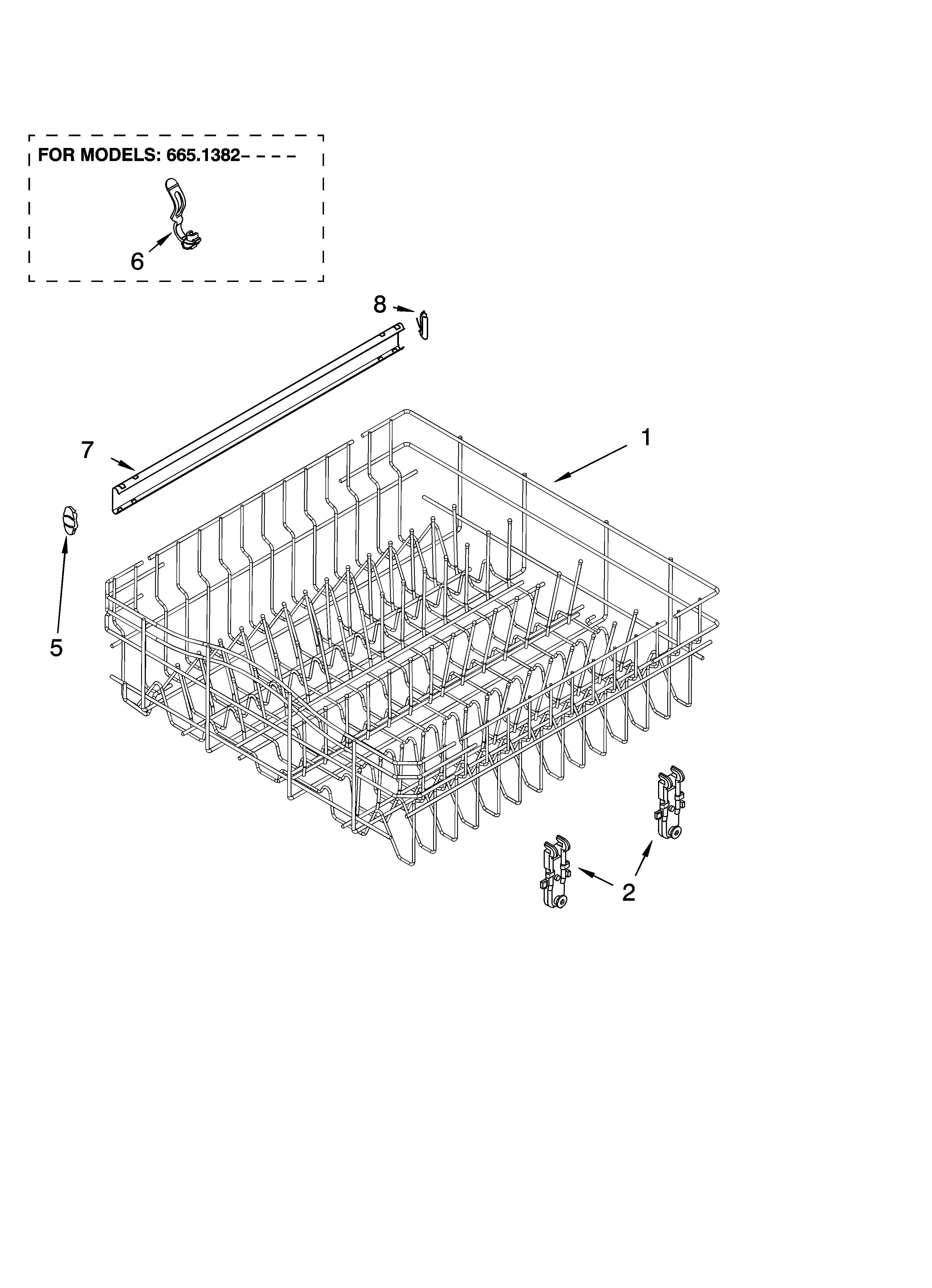 Upper rack and track parts