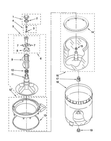 Agitator, basket and tub parts