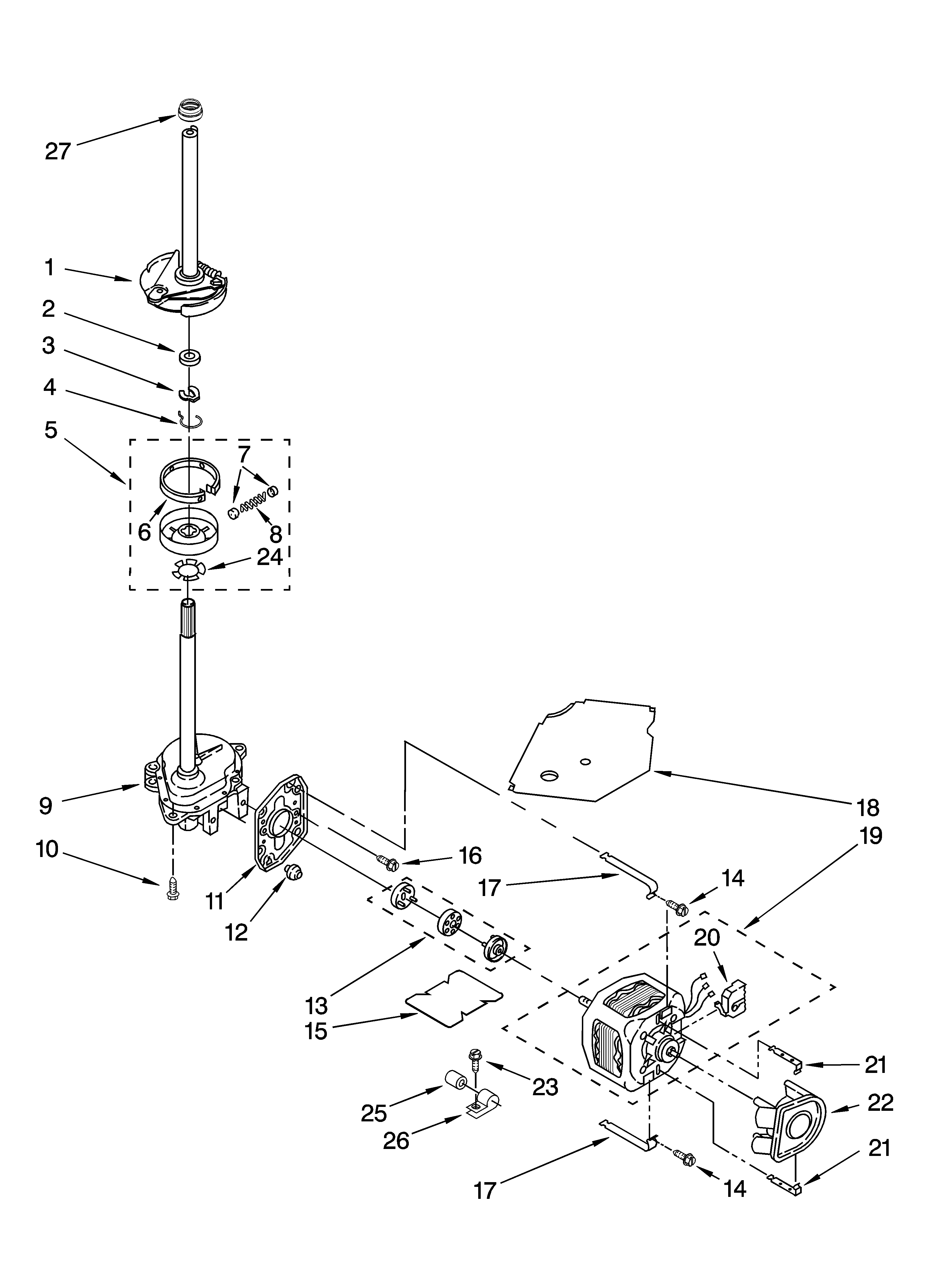 Brake, clutch, gearcase, motor and pump parts