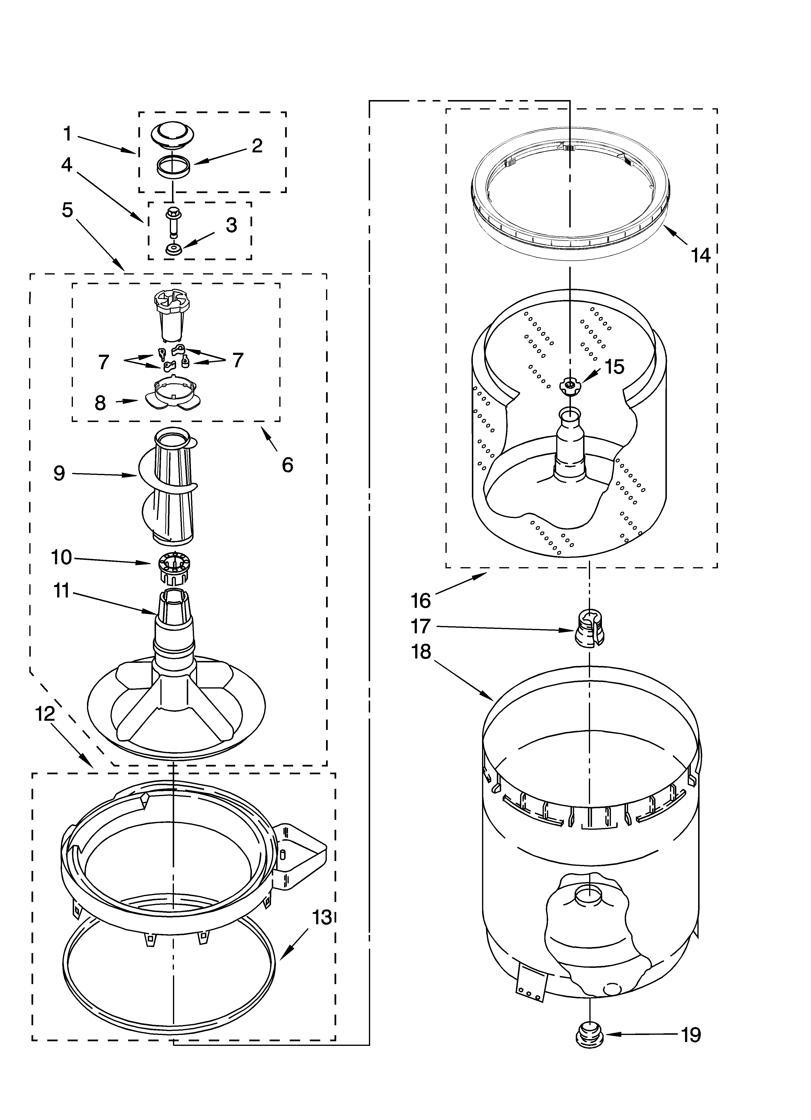Agitator, basket and tub parts