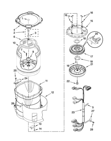 Motor, basket and tub parts