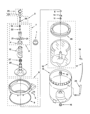 Agitator, basket and tub parts
