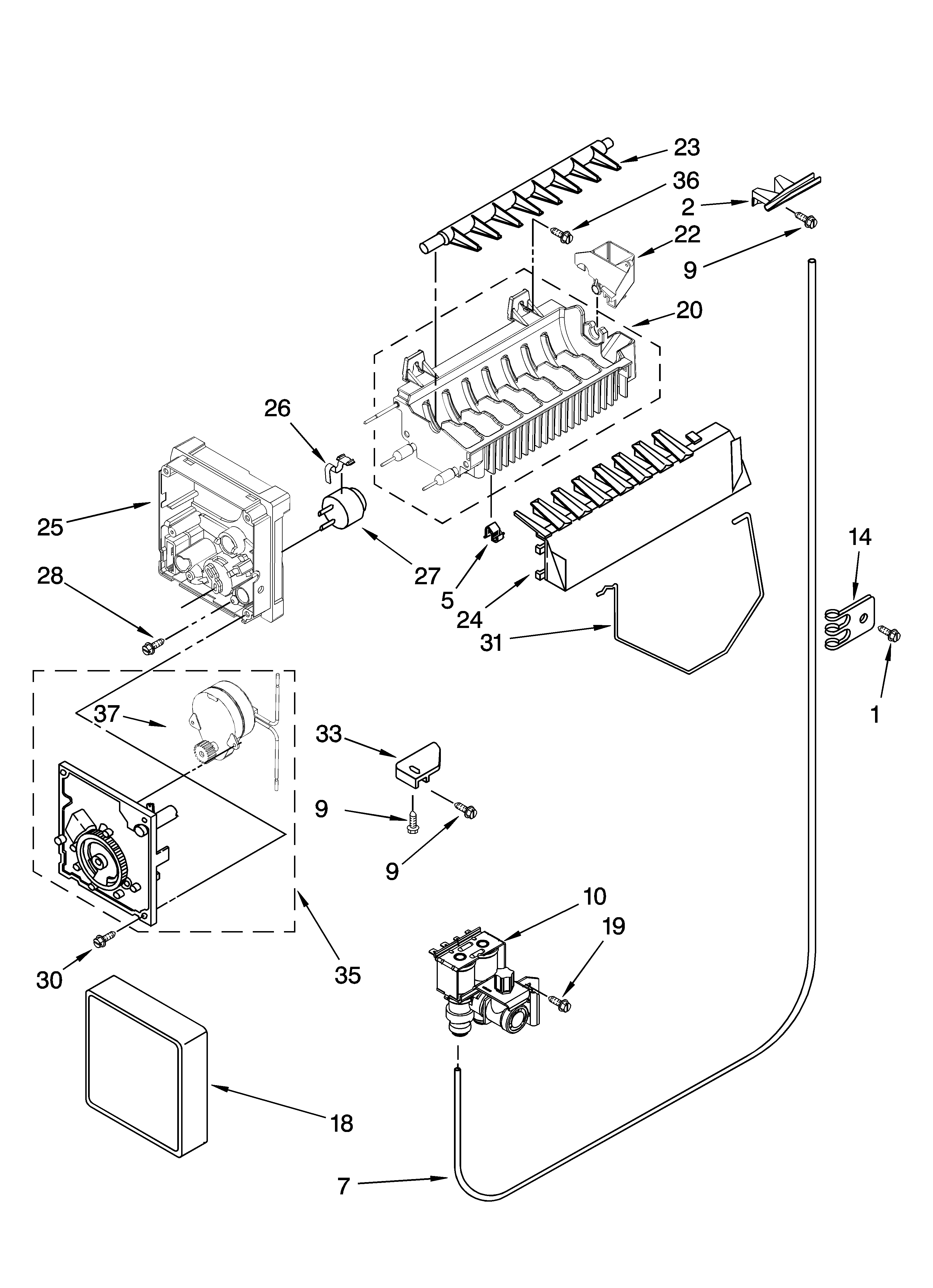 Icemaker parts, optional parts (not included)