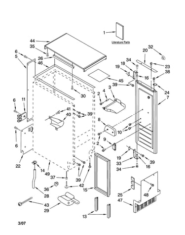 Cabinet liner and door parts