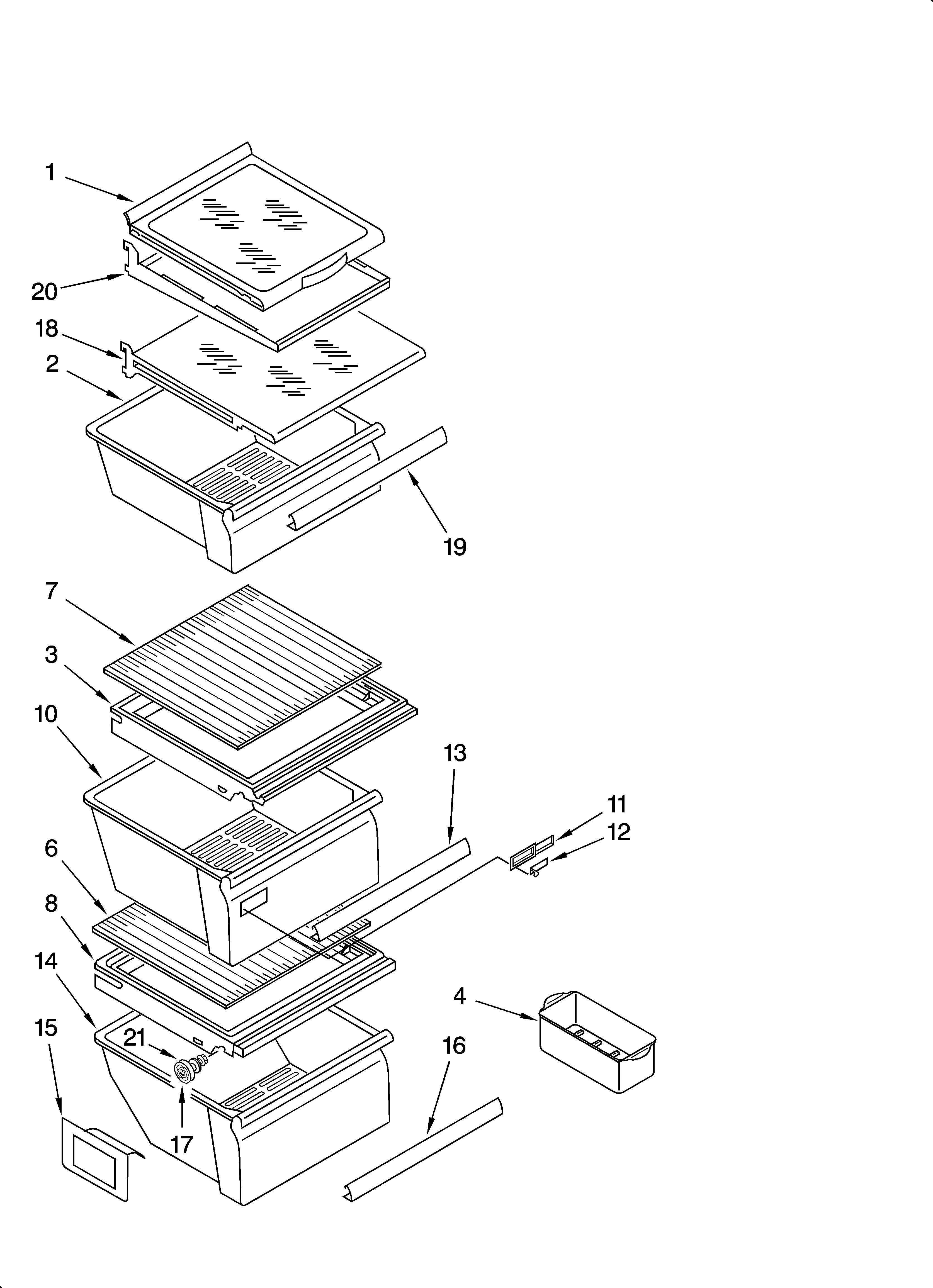 Refrigerator shelf parts