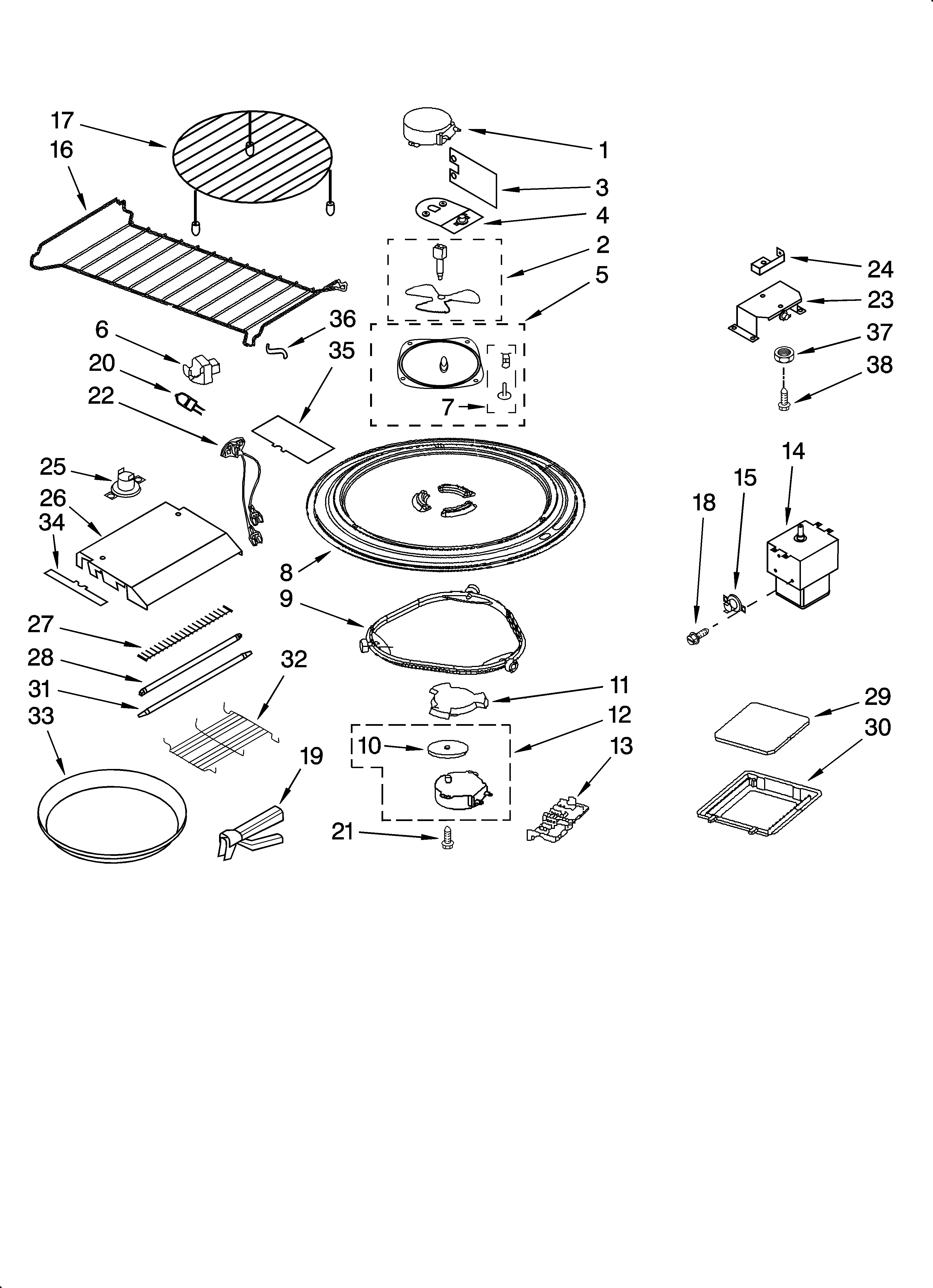 Magnetron and turntable parts