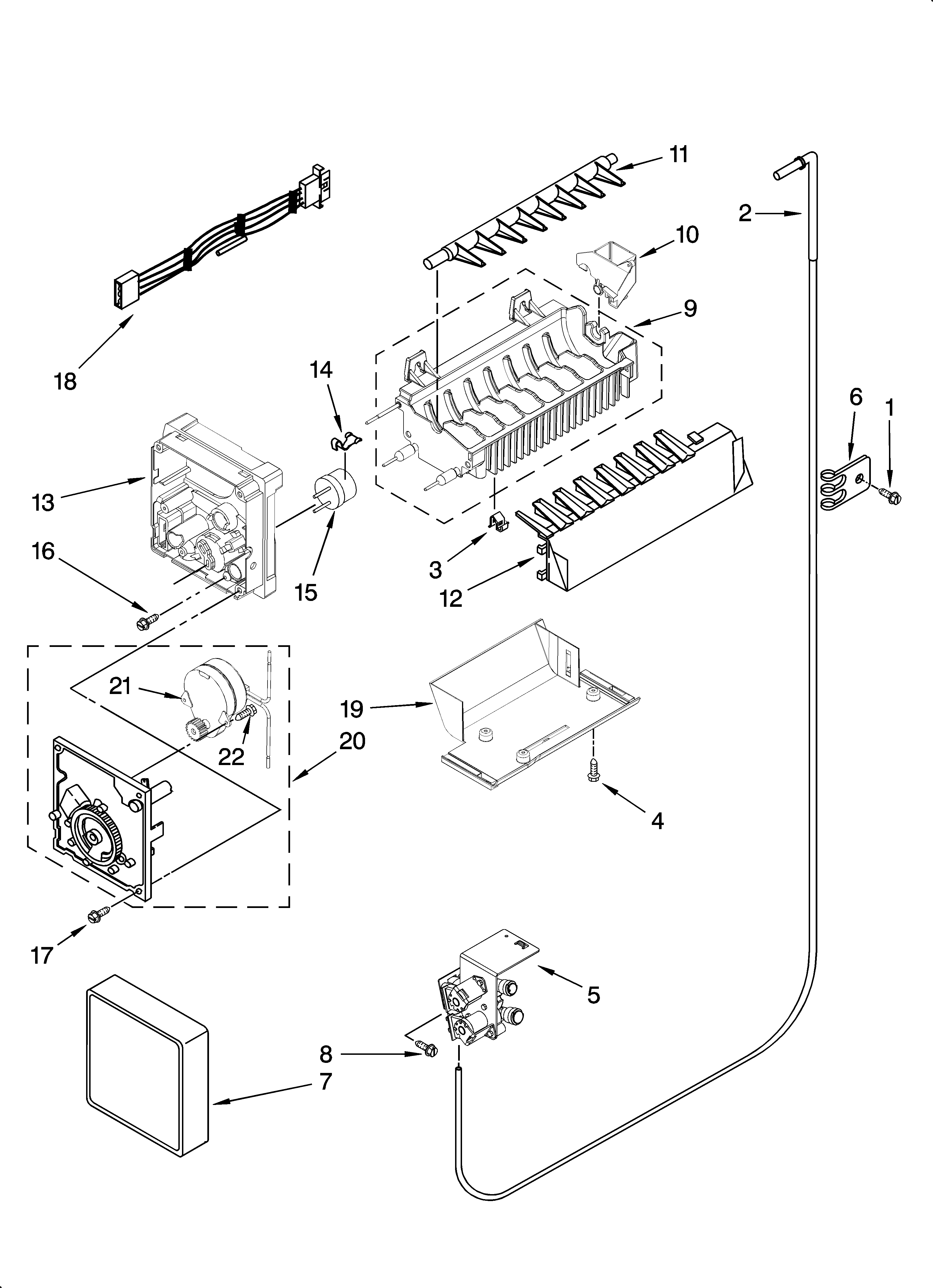 Icemaker parts, optional parts (not included)