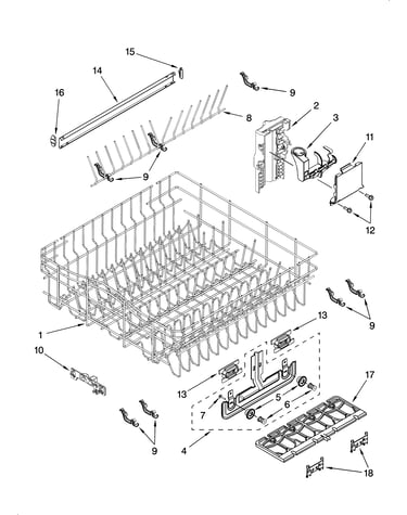 Upper rack and track parts