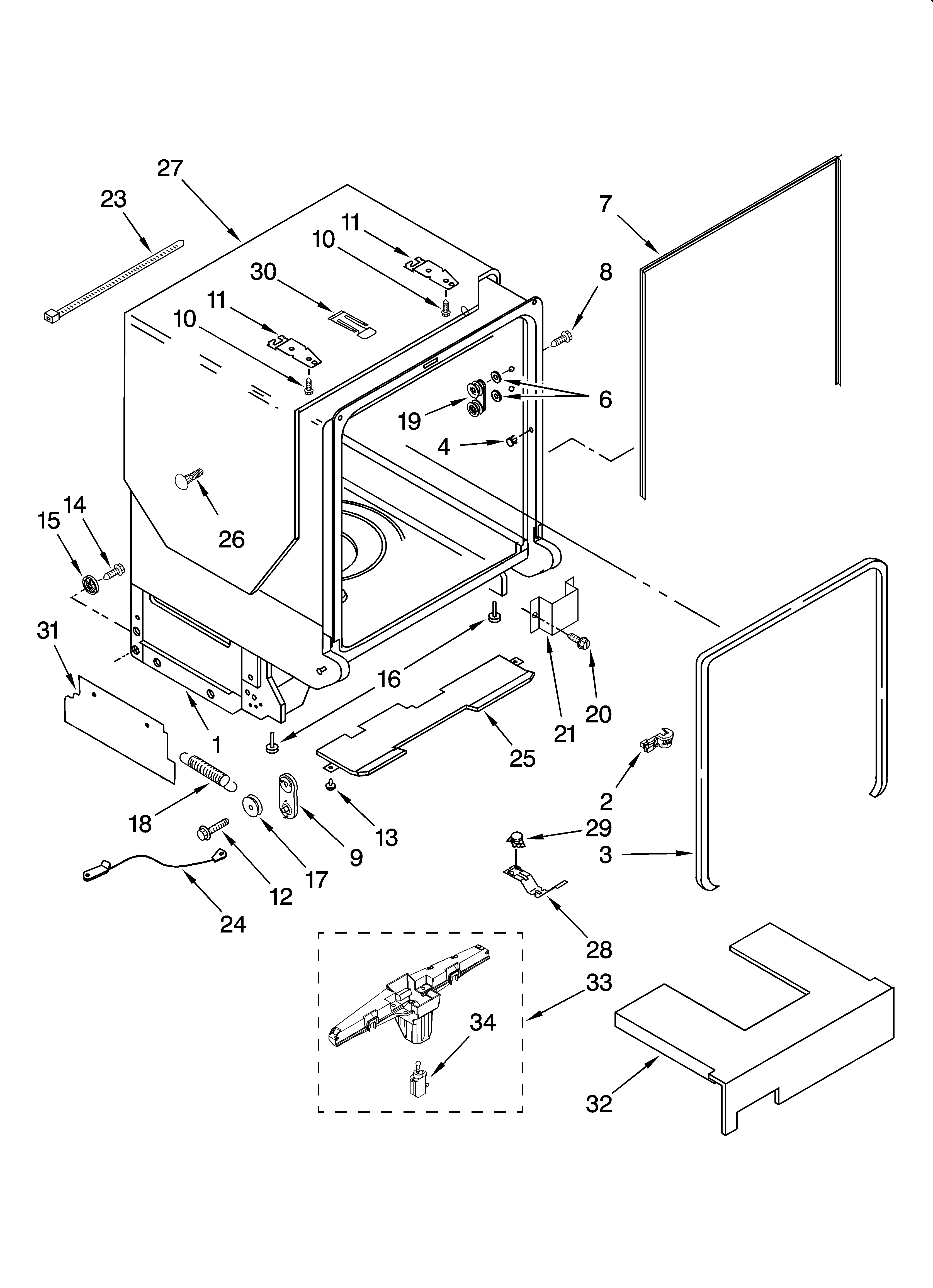Tub and frame parts