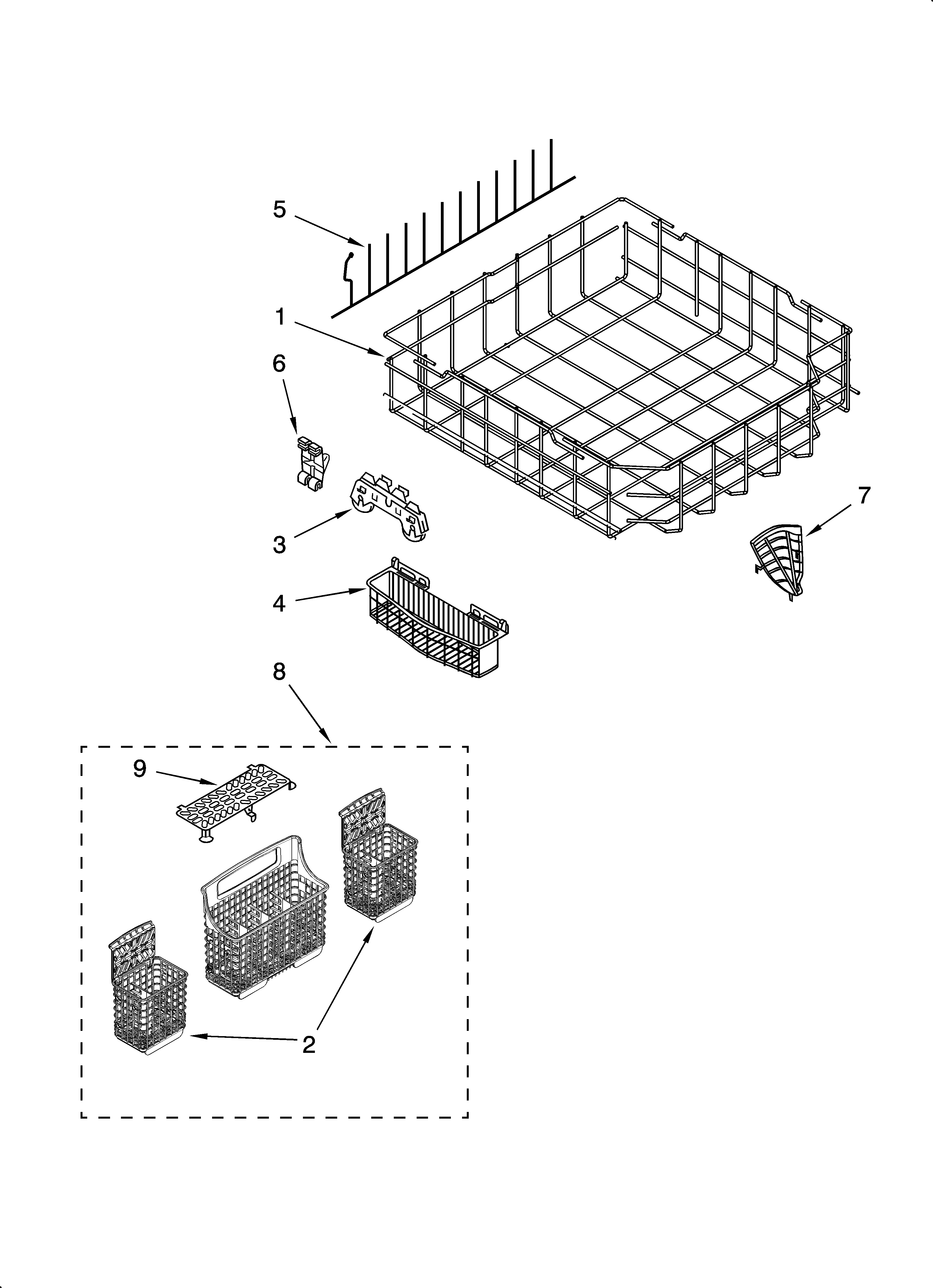 Lower rack parts, optional parts (not included)