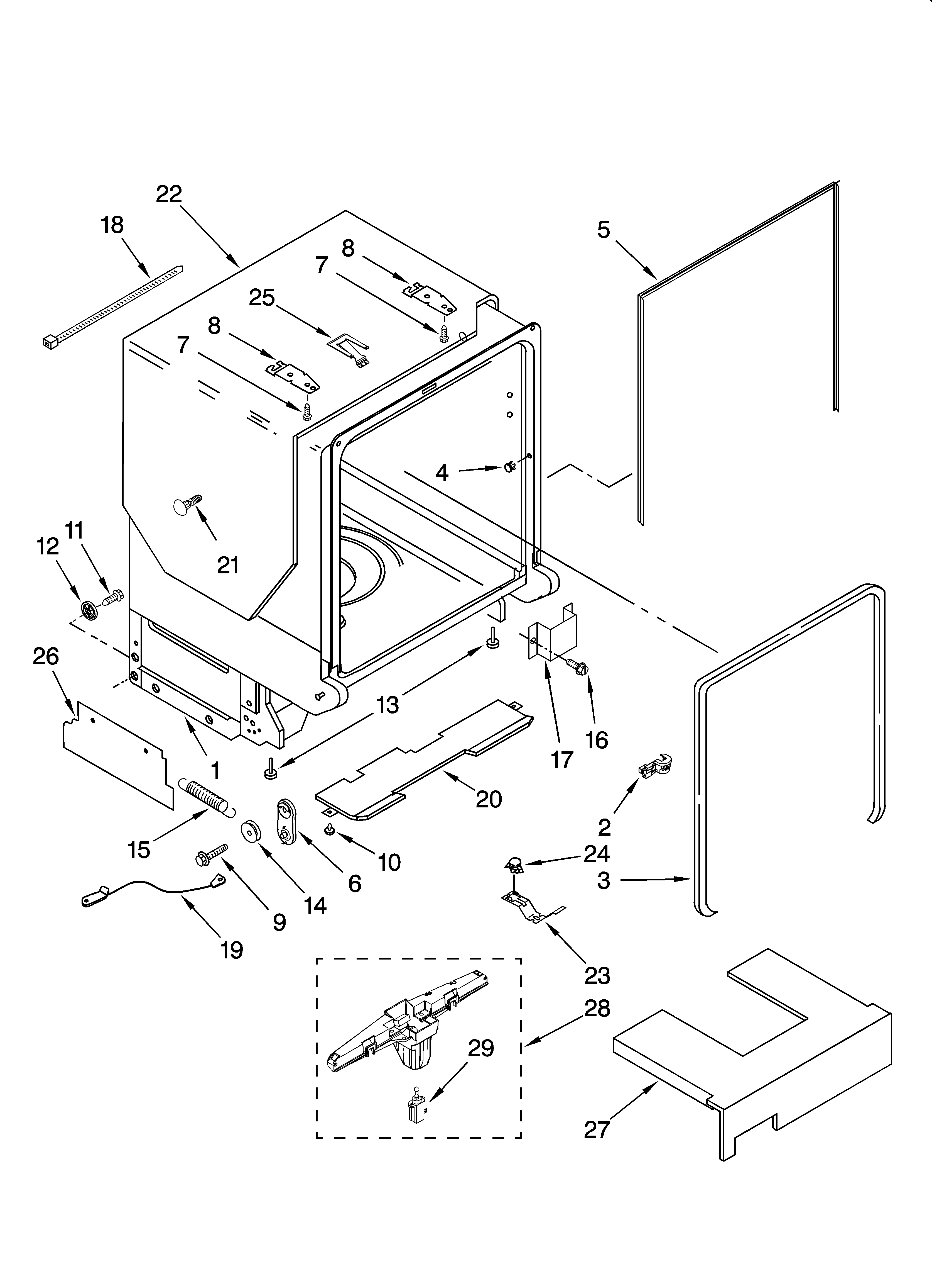 Tub and frame parts
